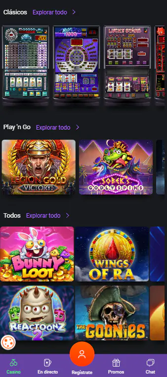 Interfaz One Casino App